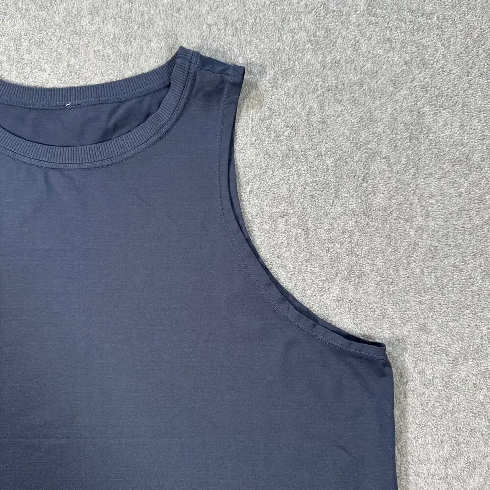 Avocado Seamless Cropped Muscle Tank Blue Women's Large *No Size Tag* Gym Active - Picture 2 of 8